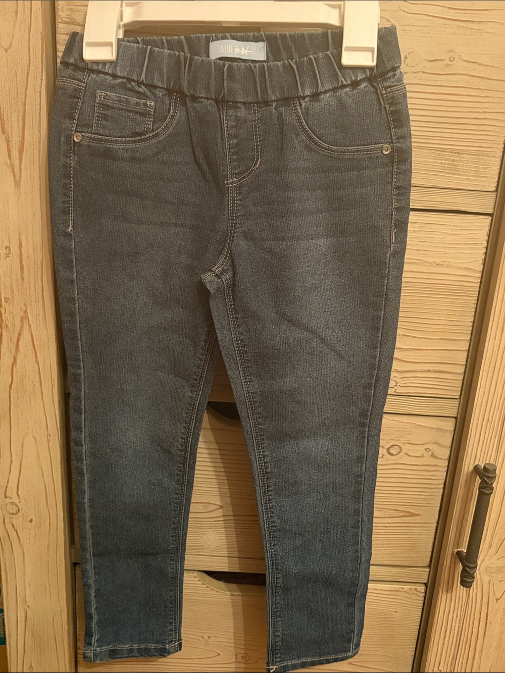 Girls' Elastic Waist Slim Jeans - Dark Blue